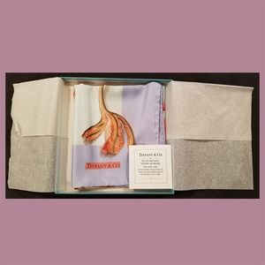 Tiffany & Co. Orchids LT Blue Printed Silk Scarf
